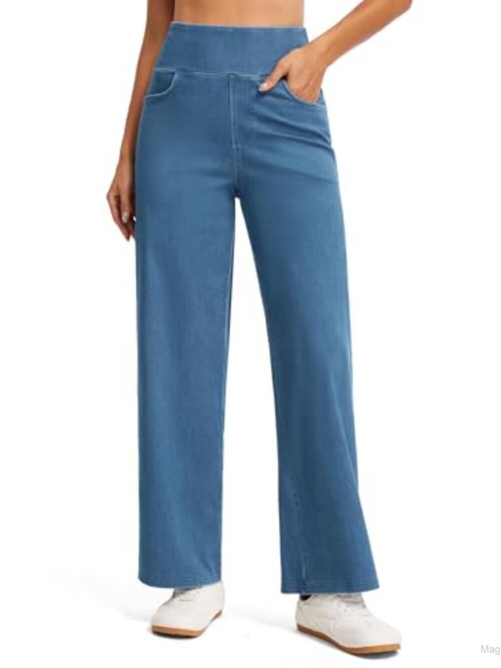 Women's Wide Leg Jeans High Waisted Straight Stretchy Pull On Denim Pants